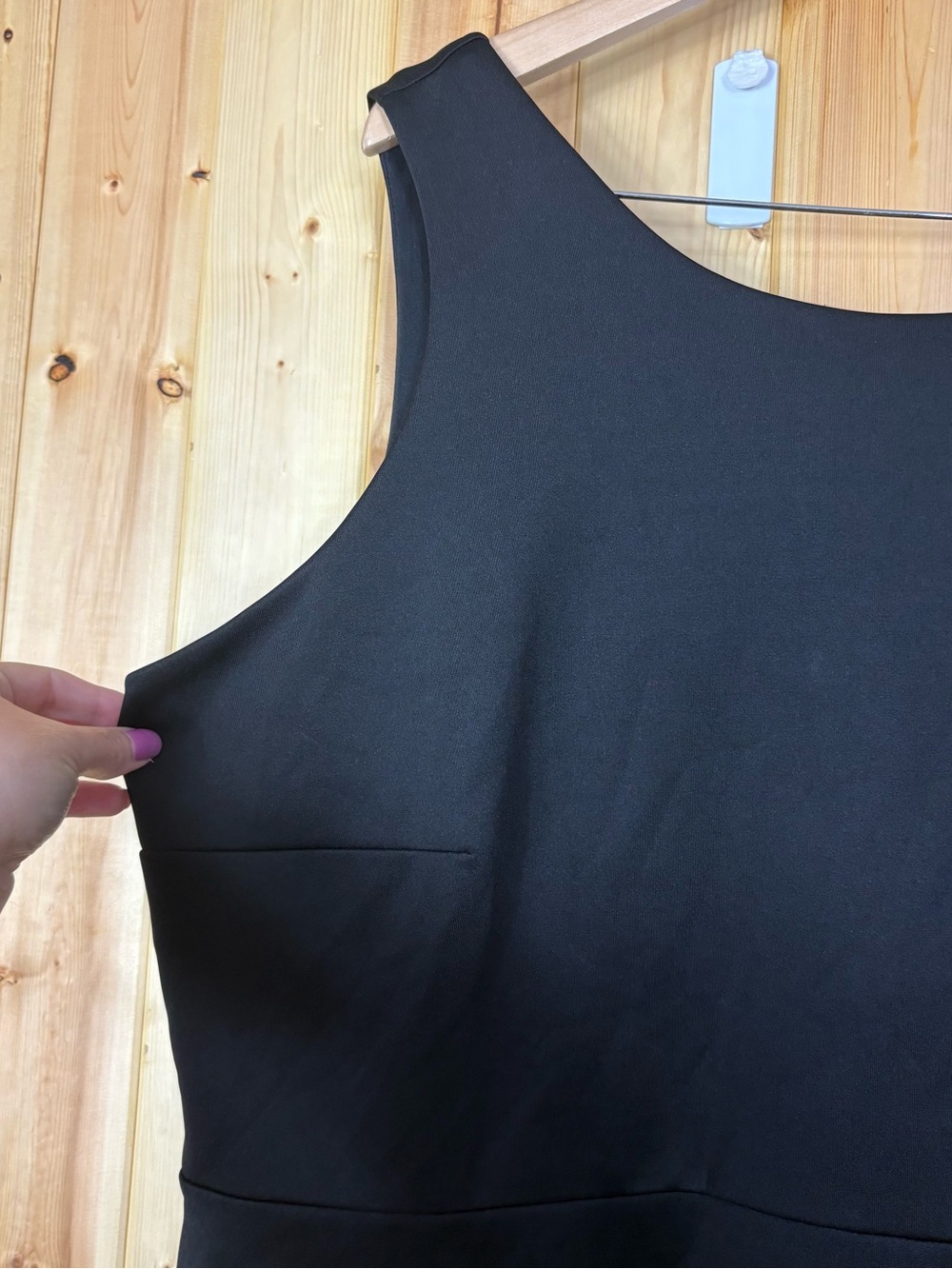 In Every Story Black Asymmetric Hem Midi Dress 2X Lace Up Adjustable Back - Picture 3 of 10